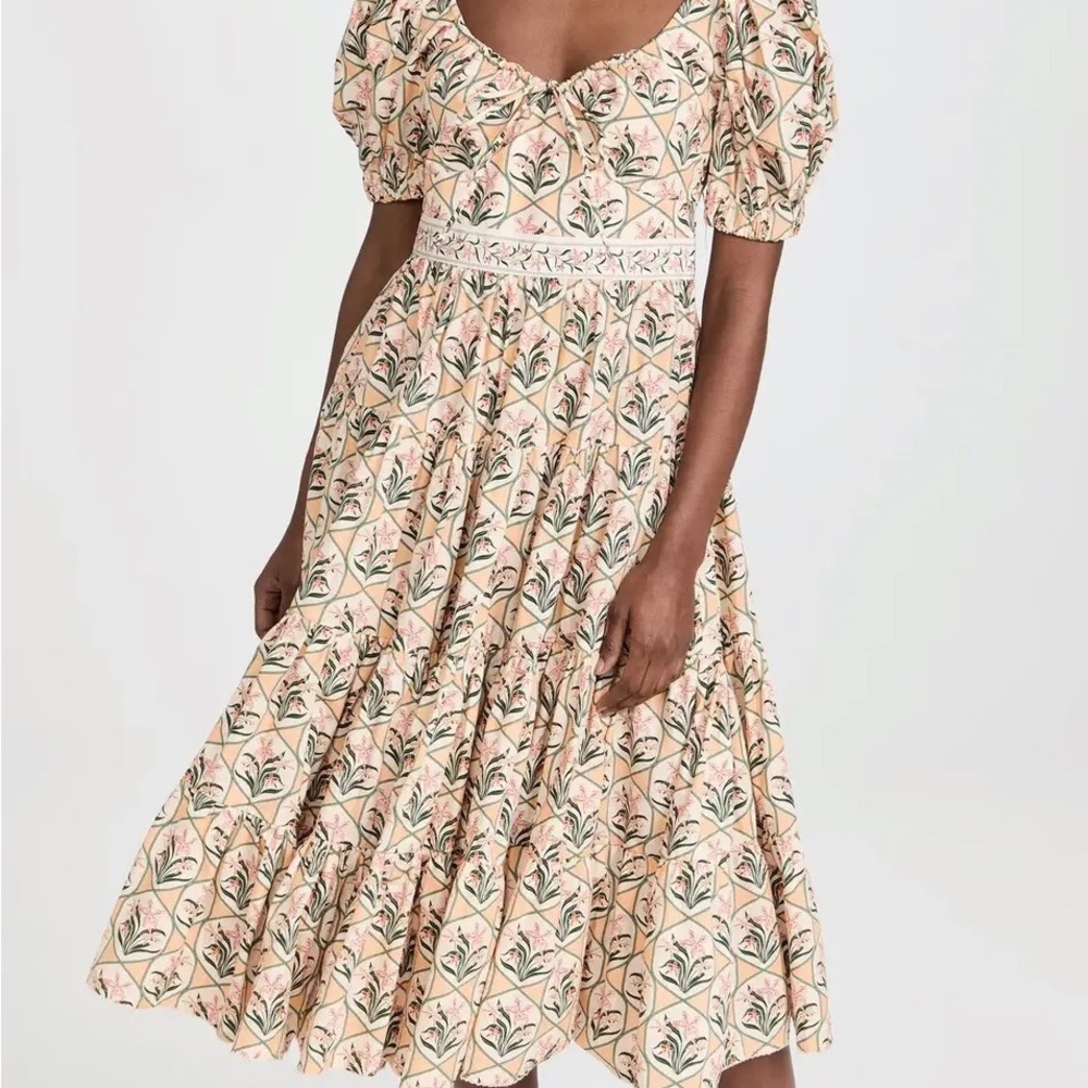 NWT Agua Bendita Palmera Chan Chan Midi Sleeve Dress